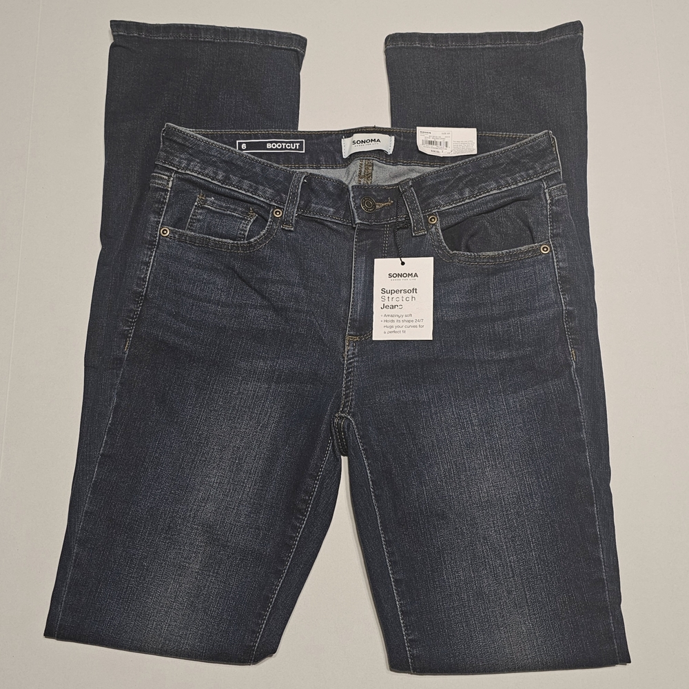 Sonoma Blue Boot Cut Jeans with Natural Wear Fading